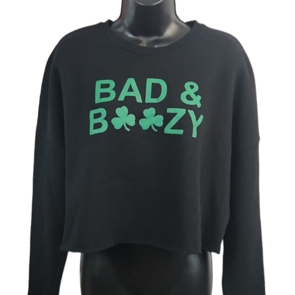 Heyrach Tops - St. Paddy's Day Bad & Boozy Crop Sweatshirt
